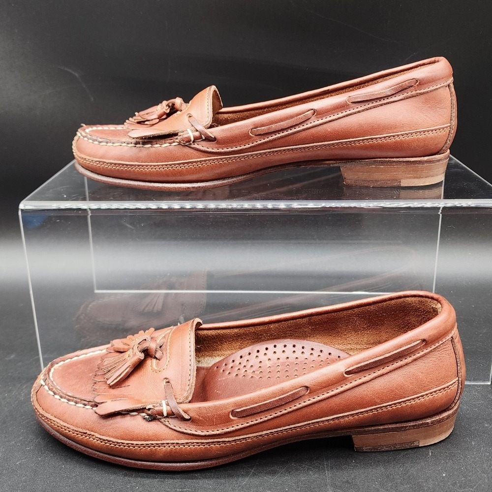 Dexter 8 Brown Leather Tassel Kiltie Loafers Vintage Preppy Academic Made in USA